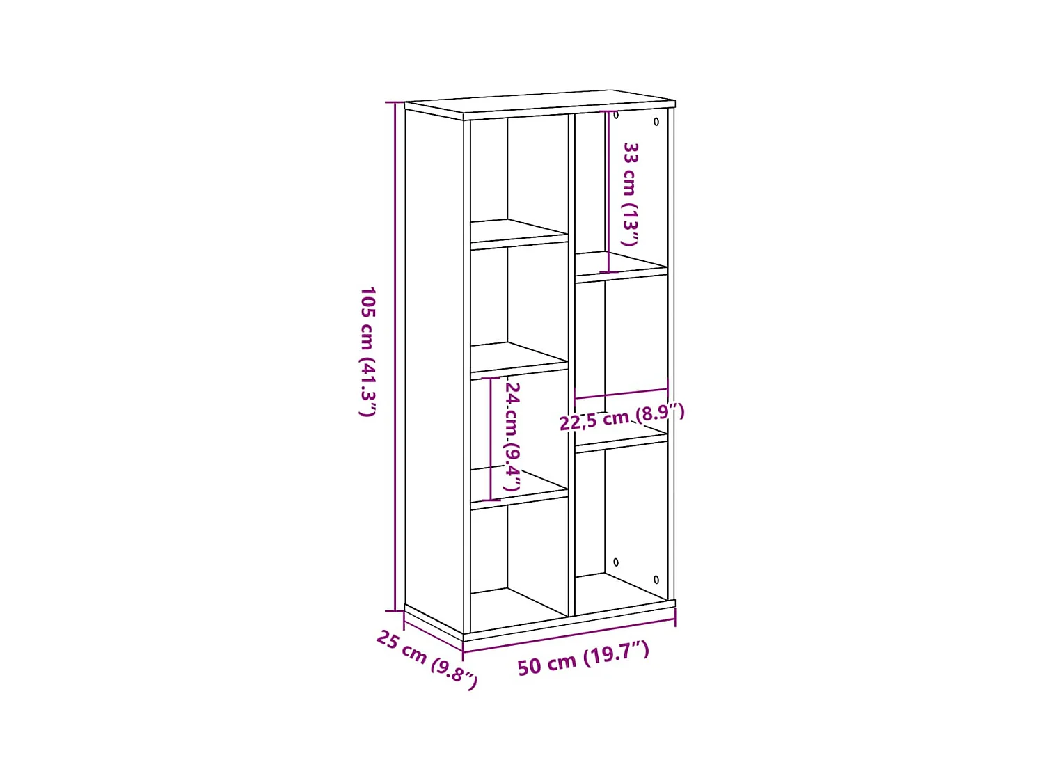 Bücherregal Braun Eichen-Optik 50x25x105 cm Holzwerkstoff