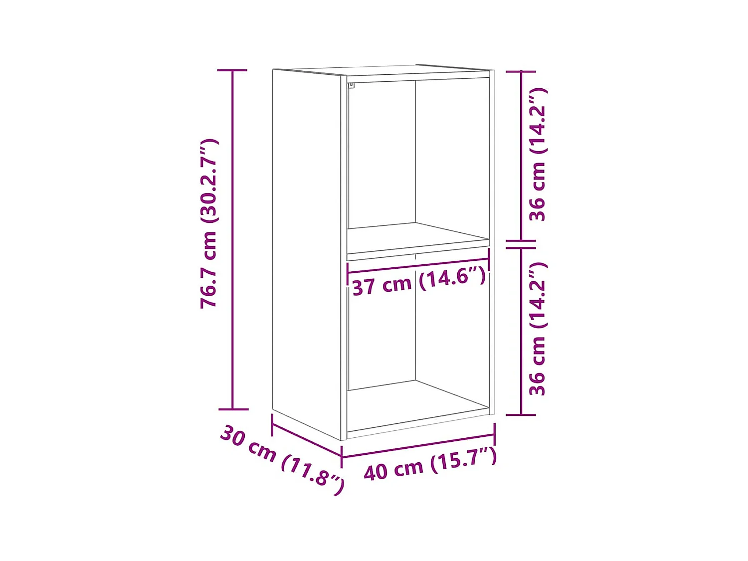 Estante 40x30x77 cm derivados de madeira carvalho fumado