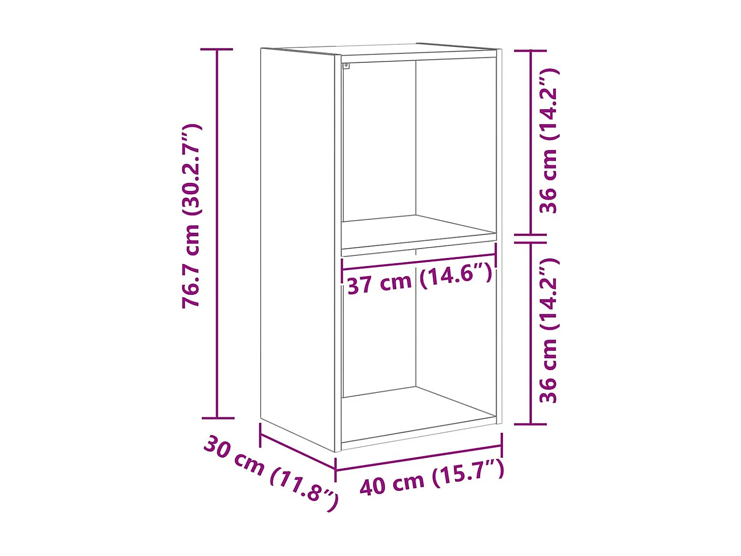 Bibliothèque chêne fumé 40x30x77 cm bois d'ingénierie