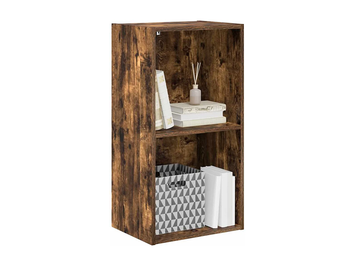 Boekenkast 40x30x77 cm bewerkt hout gerookt eikenkleurig