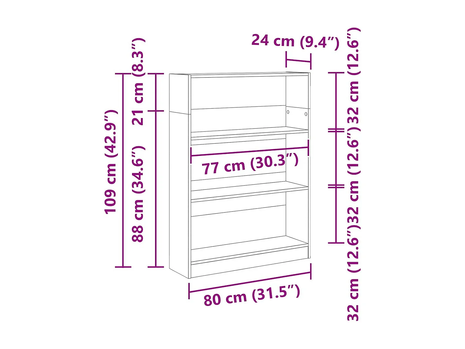 Bücherregal Artisan-Eiche 80x24x109 cm Holzwerkstoff