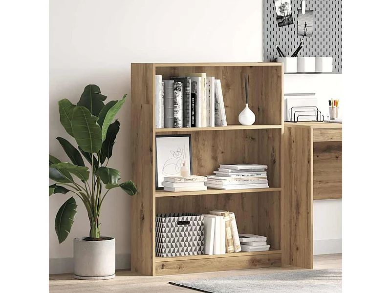 Bibliothèque chêne artisanal 80x24x109 cm bois d'ingénierie