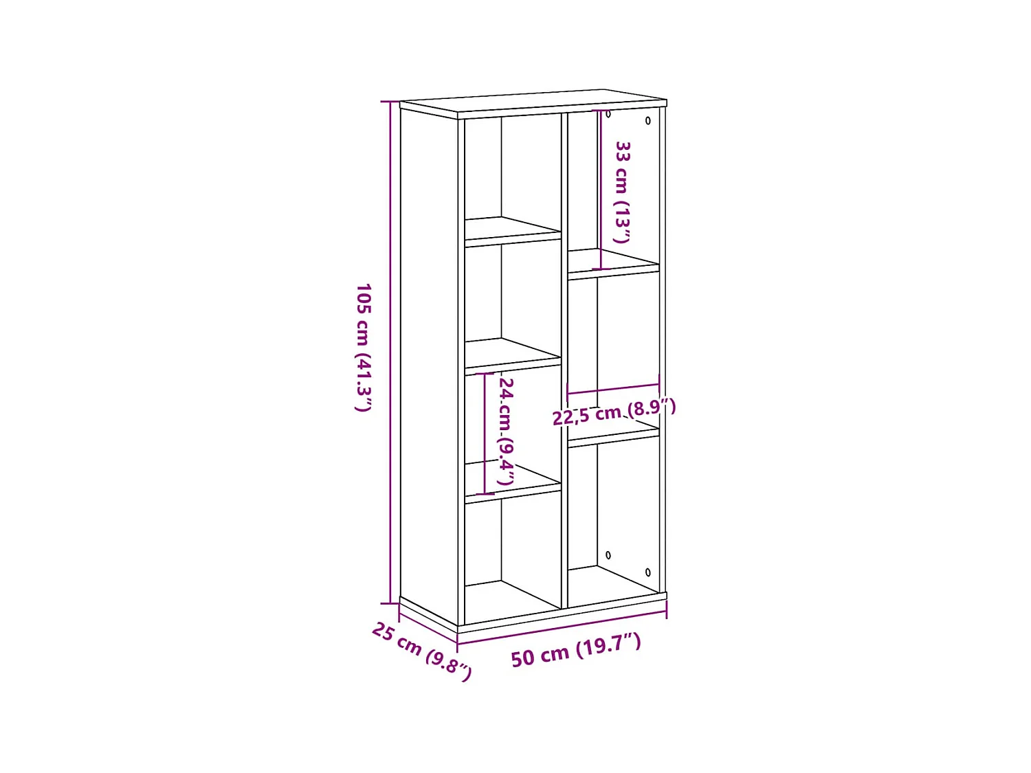 Bücherregal Altholz-Optik 50x25x105 cm Holzwerkstoff