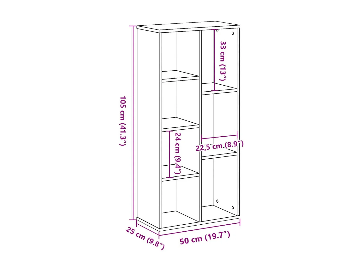 Bücherregal Altholz-Optik 50x25x105 cm Holzwerkstoff