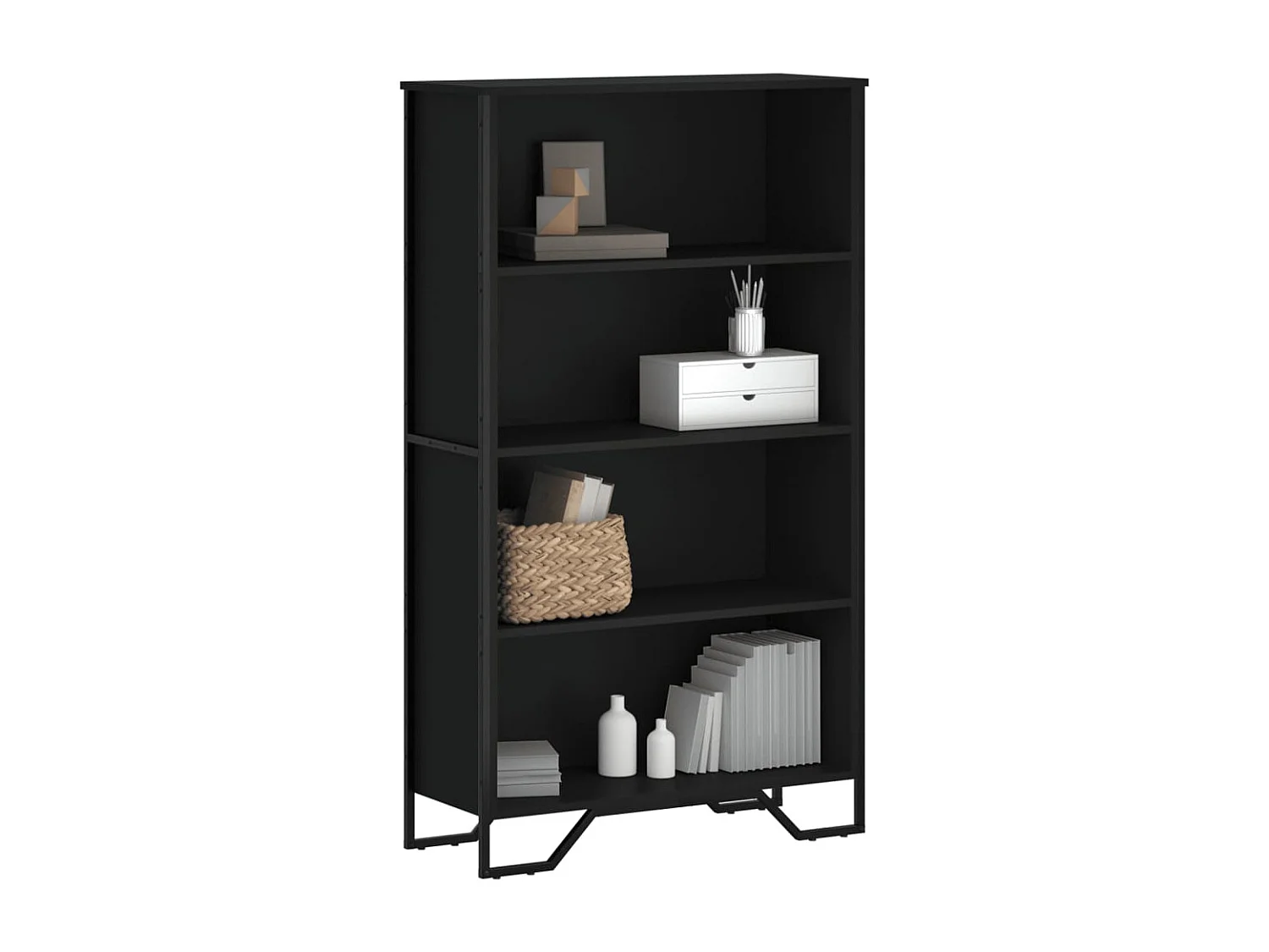 Boekenkast 80x31x137,5 cm bewerkt hout zwart