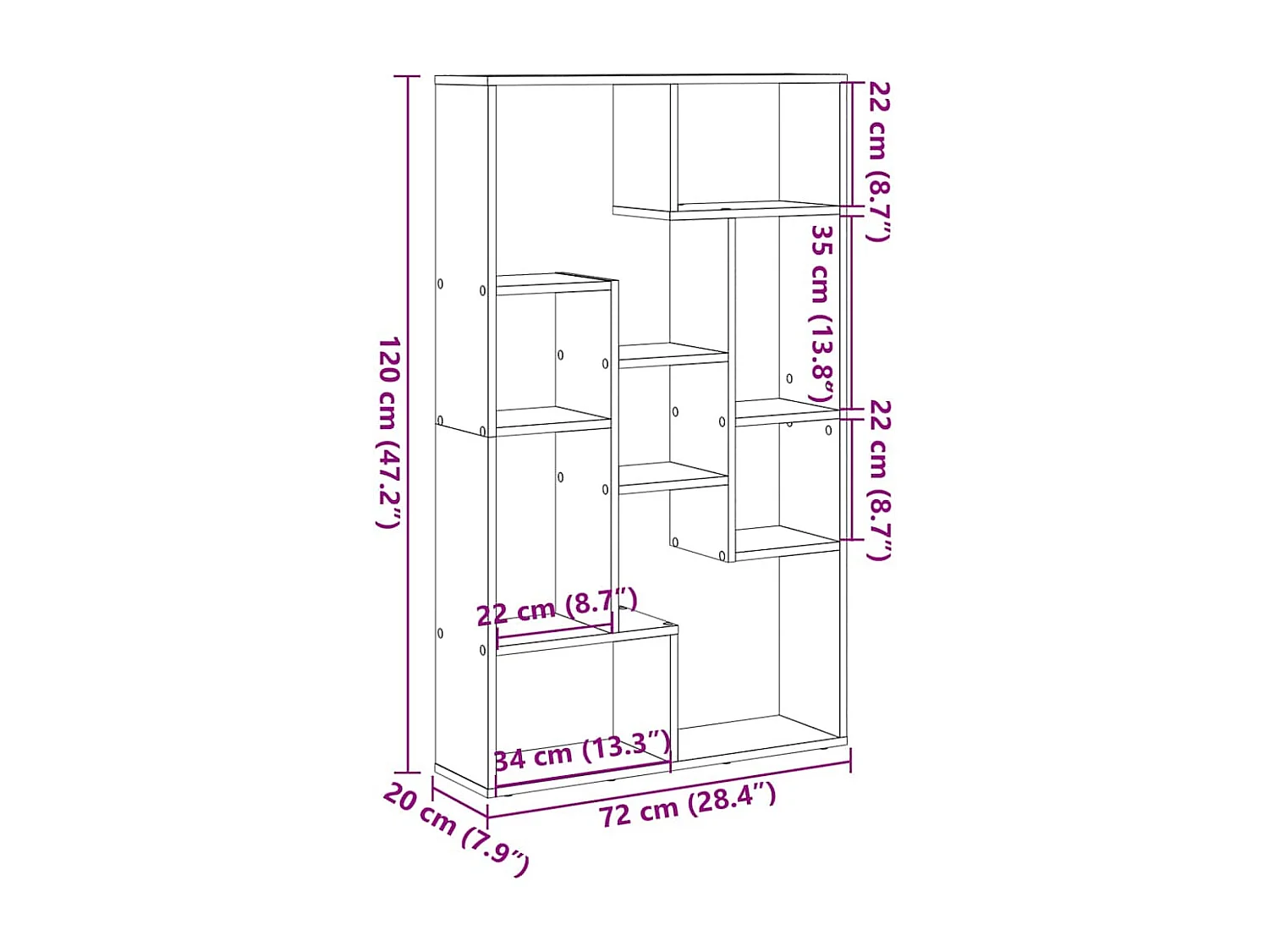 Bücherregal Artisan-Eiche 72x20x120 cm Holzwerkstoff