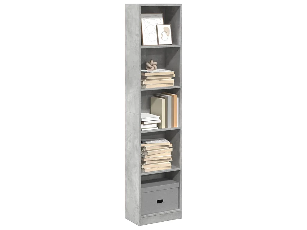 Bibliothèque gris béton 40x24x176 cm bois d'ingénierie