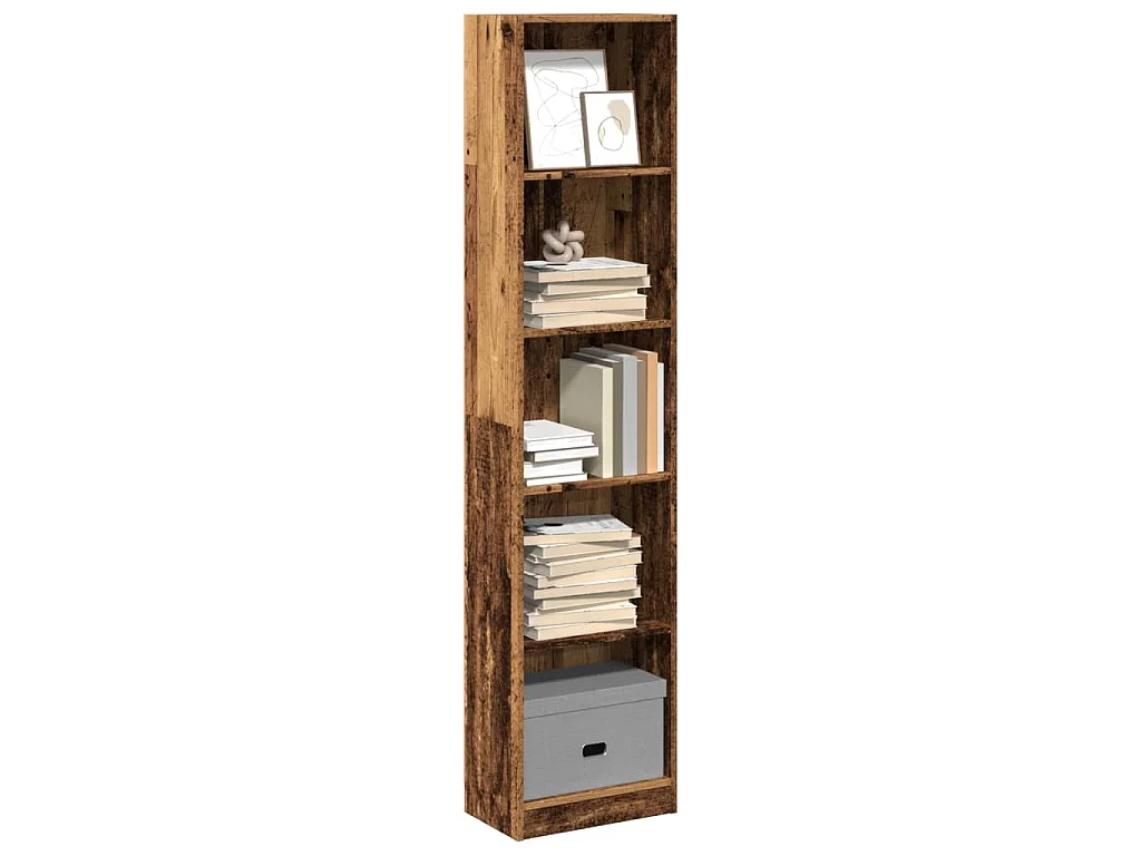 Boekenkast 40x24x176 cm bewerkt hout oud houtkleurig