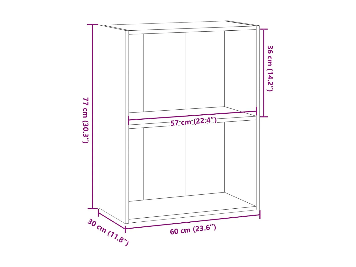 Bibliothèque vieux bois 60x30x77 cm bois d'ingénierie