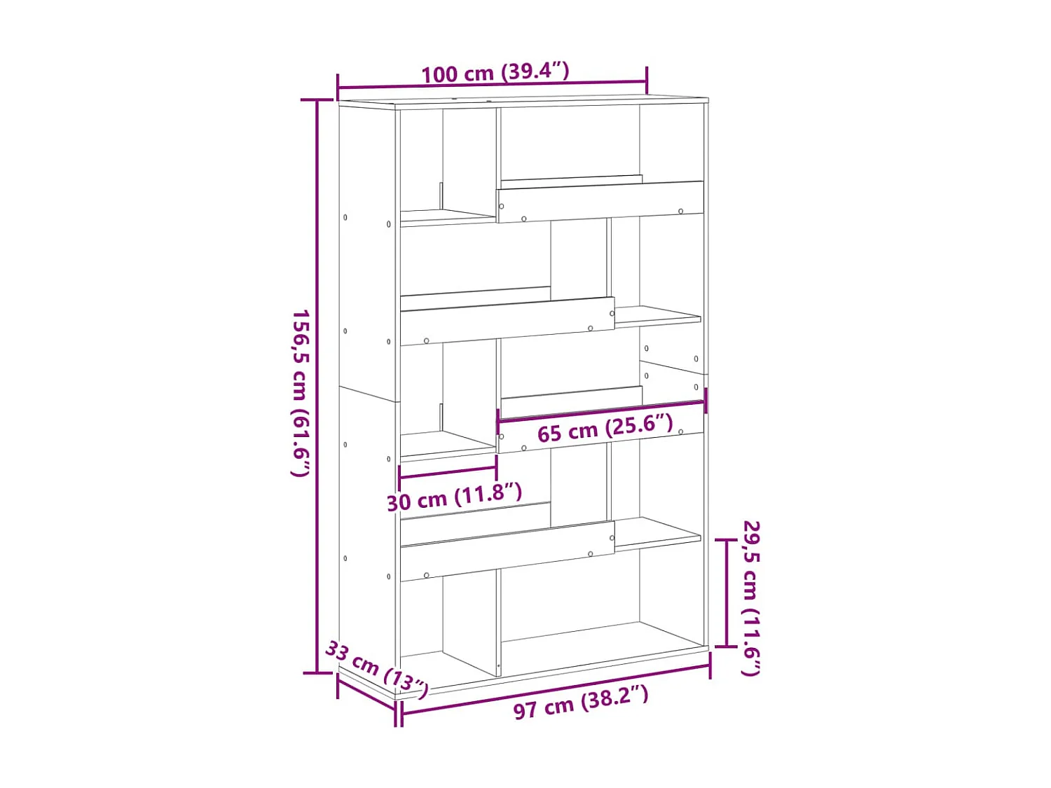 Boekenkast 100x33x156,5 cm bewerkt hout grijs sonoma eikenkleur