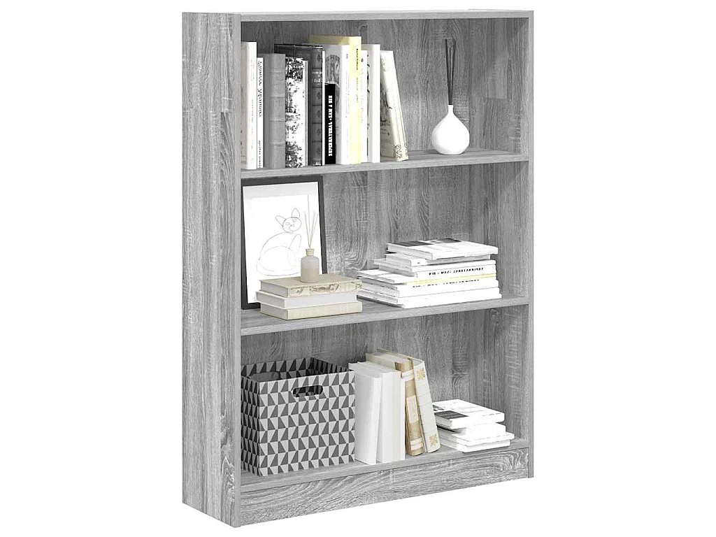 Bibliothèque sonoma gris 80x24x109 cm bois d'ingénierie