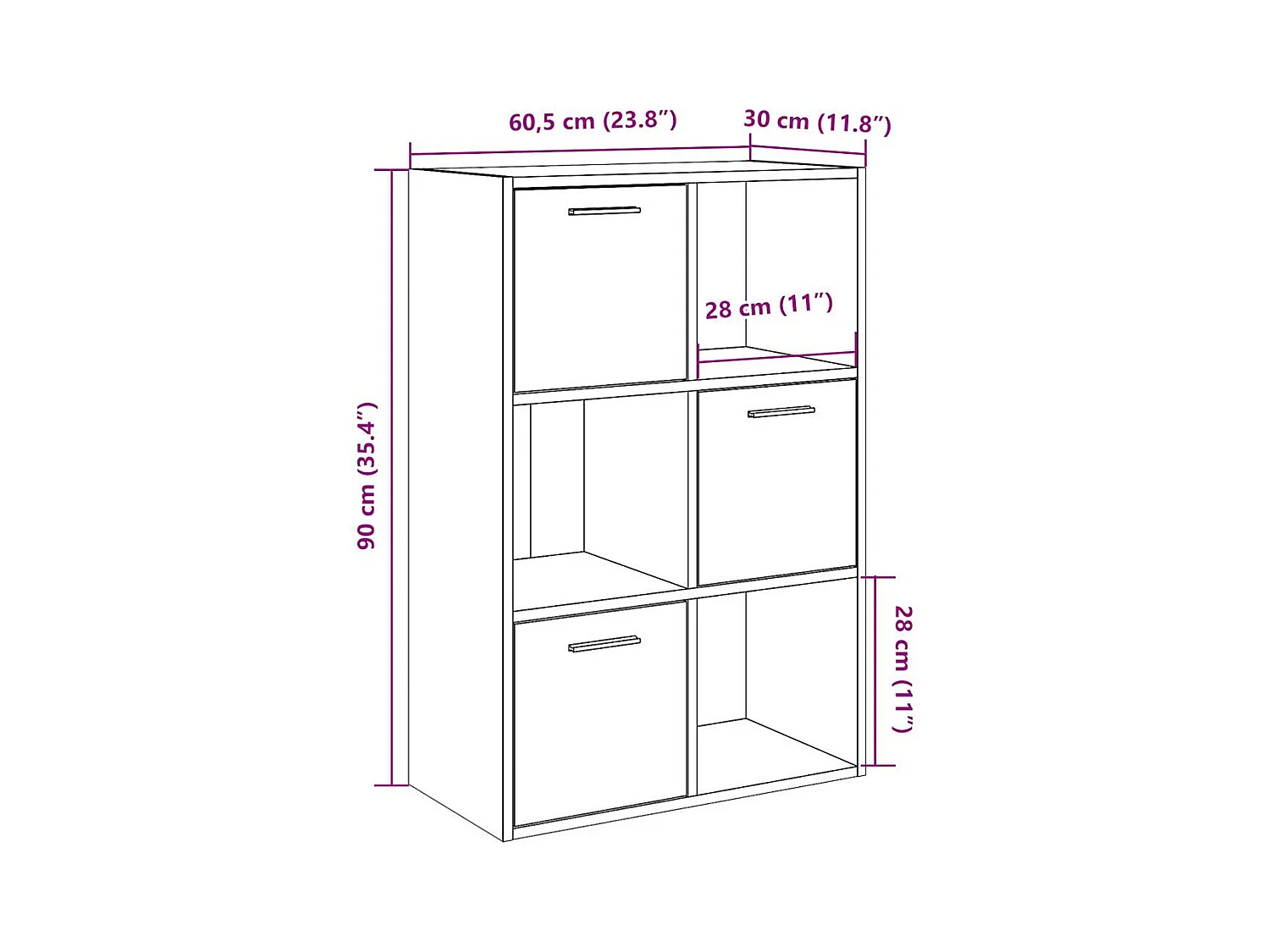 Libreria Legno Antico 60,5x30x90 cm in Legno Multistrato