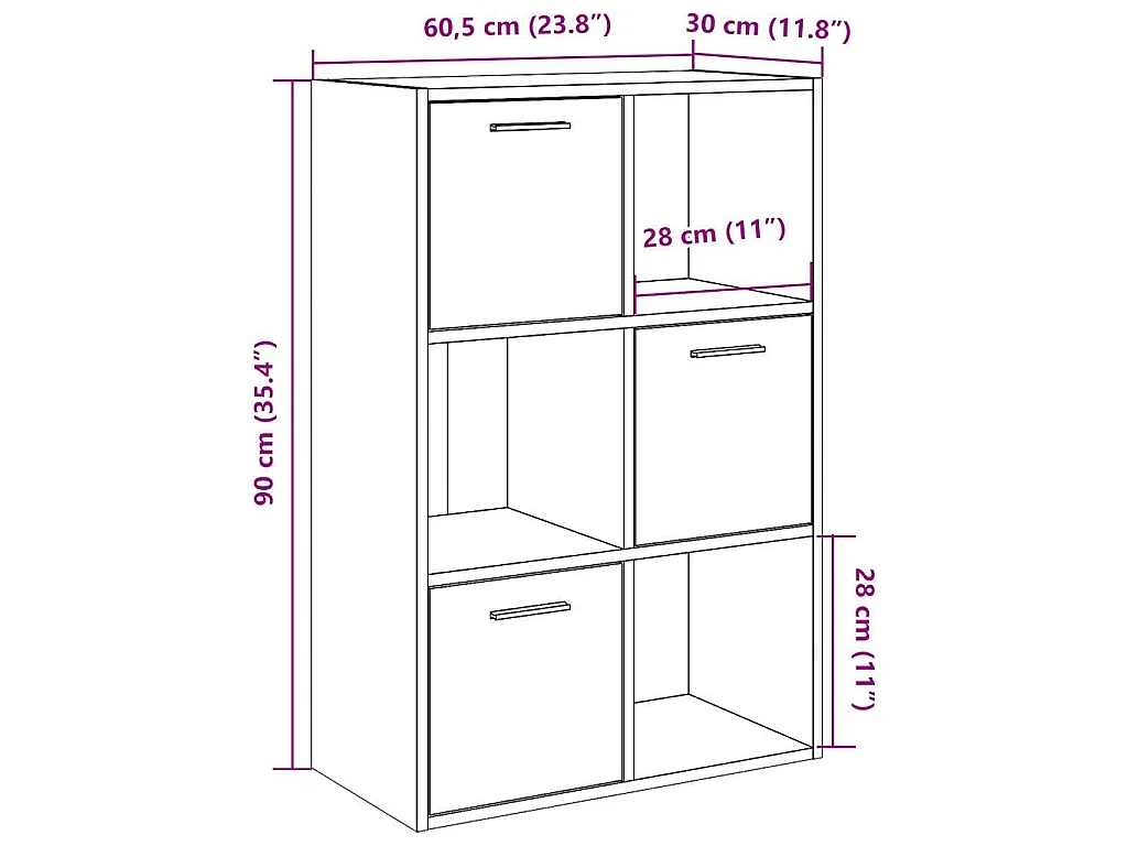 Boekenkast 60,5x30x90 cm bewerkt hout oud houtkleurig