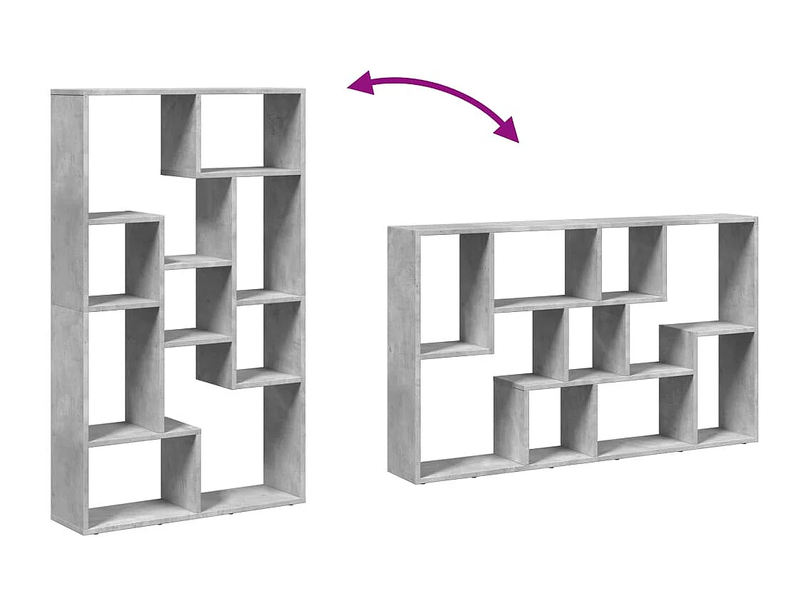 Bibliothèque gris béton 72x20x120 cm bois d'ingénierie
