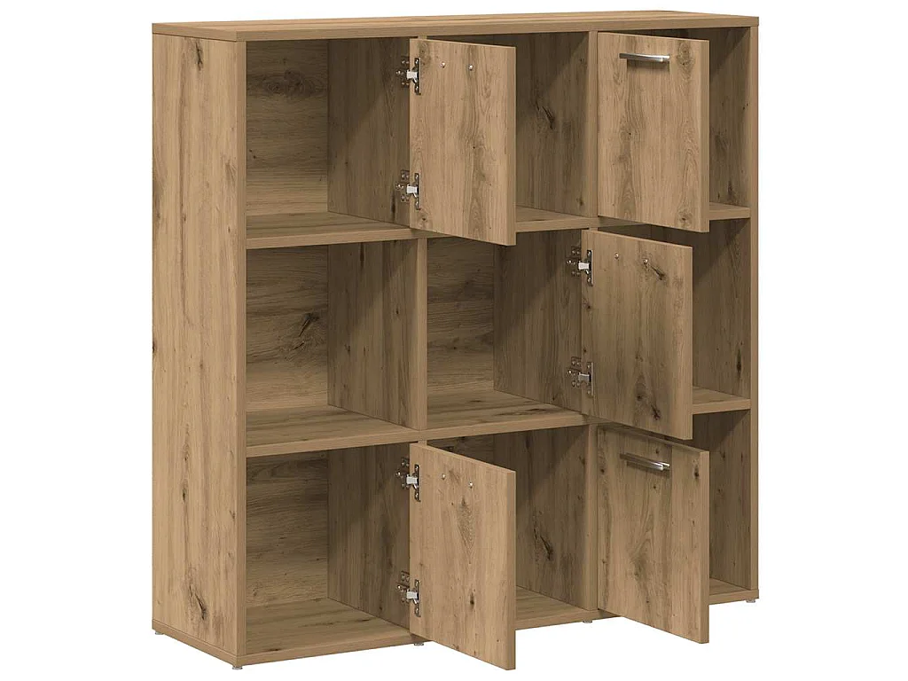 Bibliothèque chêne artisanal 90x28x90 cm bois d'ingénierie