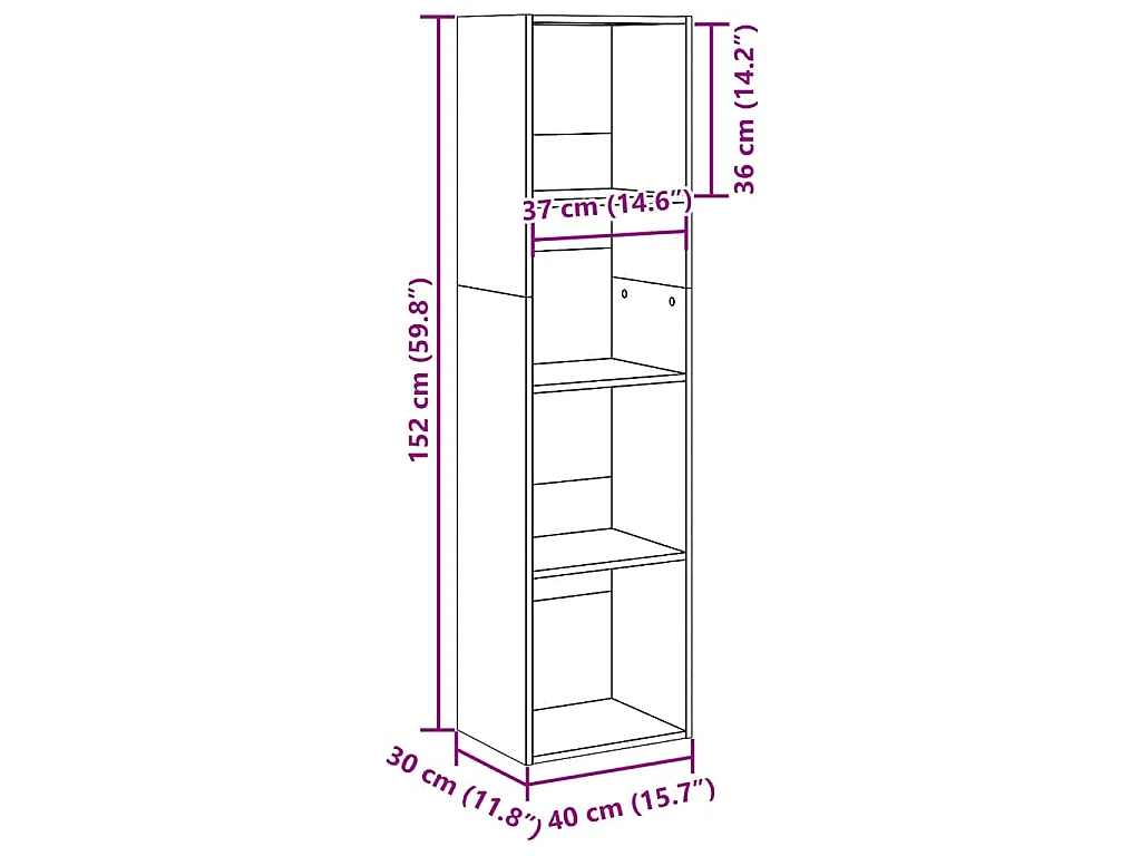 Libreria Rovere Artigianale 40x30x152 cm in Legno Multistrato