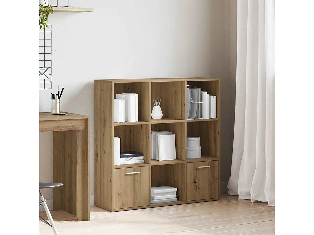 Bibliothèque chêne artisanal 98x29x97,5 cm bois d'ingénierie