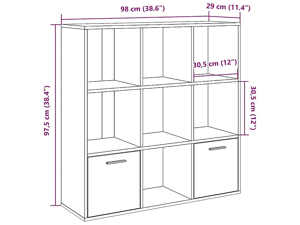 Bibliothèque chêne artisanal 98x29x97,5 cm bois d'ingénierie