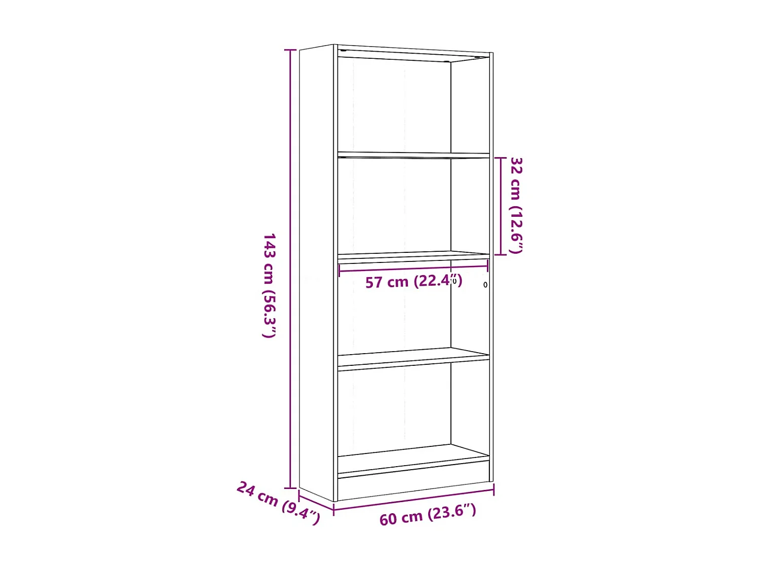 Boekenkast 60x24x143 cm bewerkt hout grijs sonoma eikenkleurig