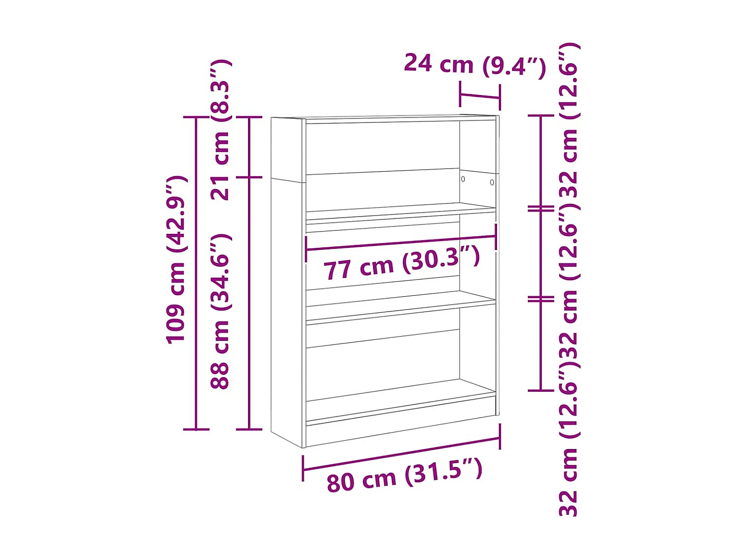 Bücherregal Räuchereiche 80x24x109 cm Holzwerkstoff