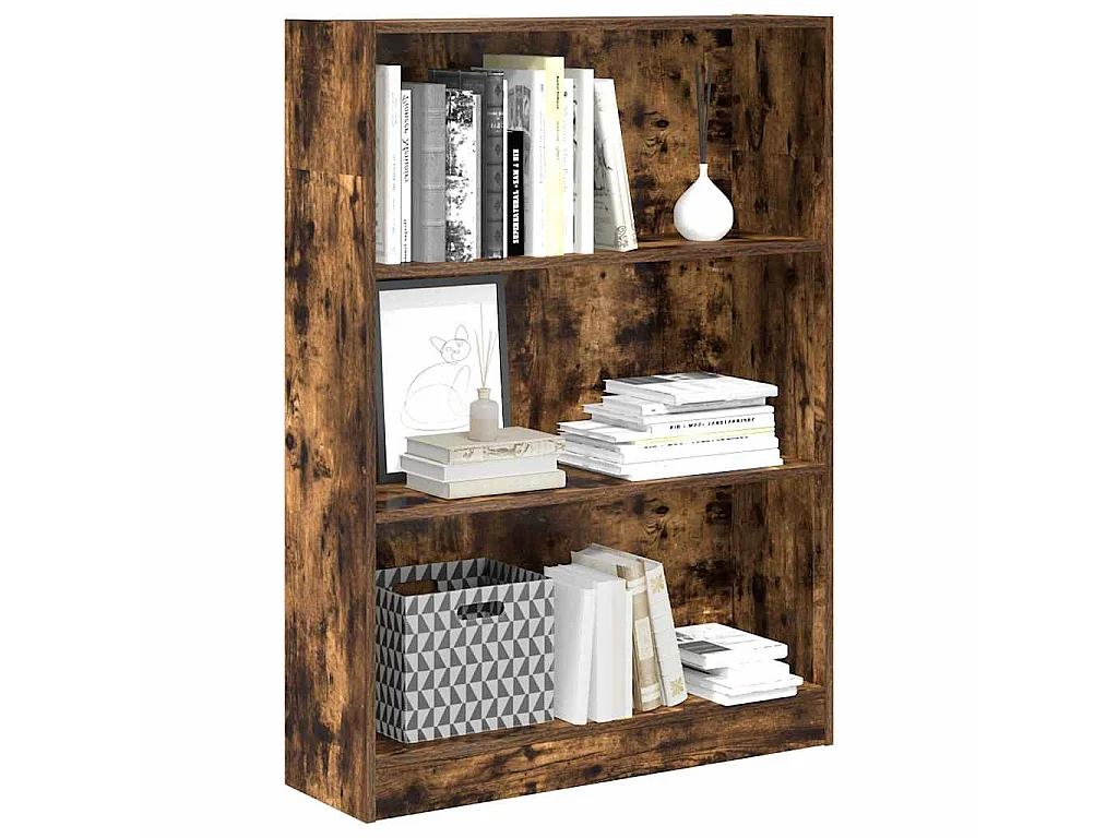 Bibliothèque chêne fumé 80x24x109 cm bois d'ingénierie