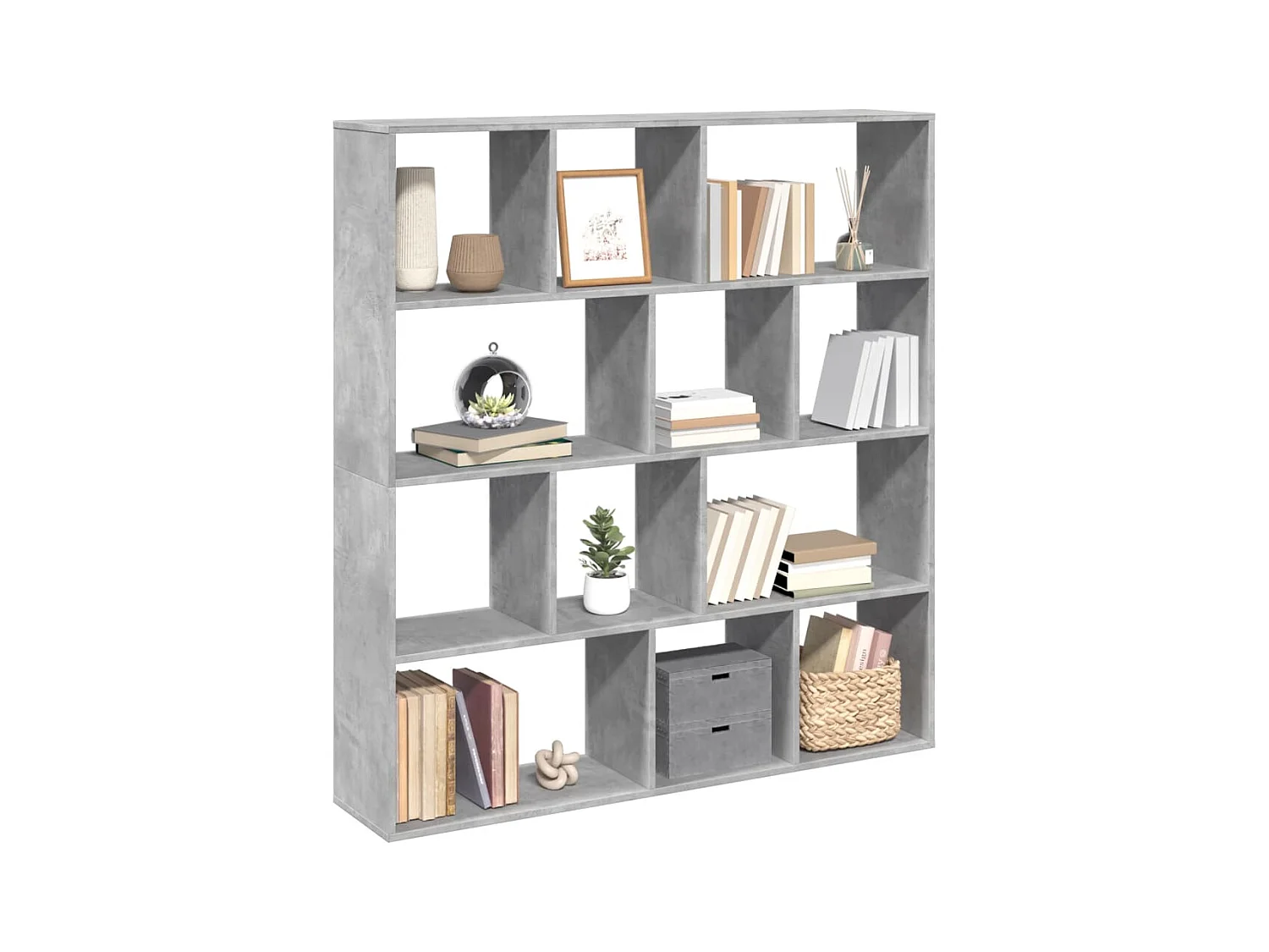 Bücherregal Betongrau 132x29x141,5 cm Holzwerkstoff