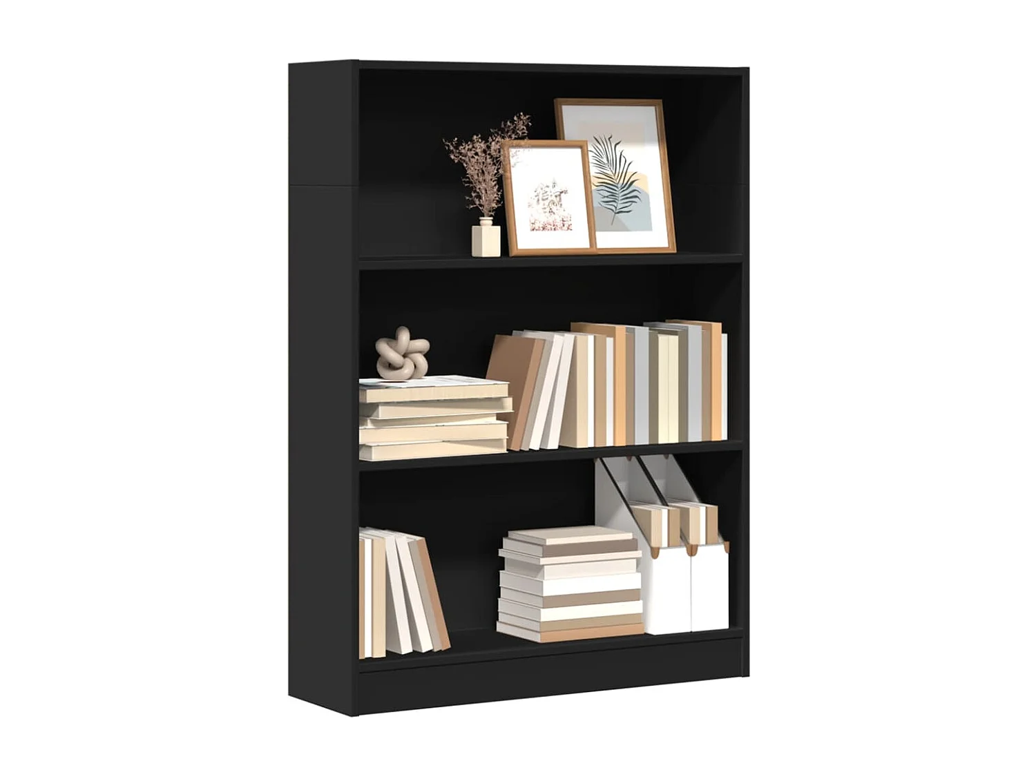 Bibliothèque noir 80x24x109 cm bois d'ingénierie