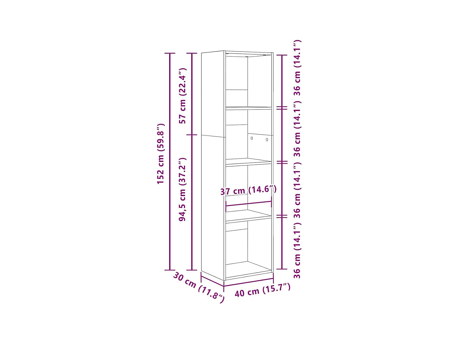 Libreria Rovere Sonoma 40x30x152 cm in Legno Multistrato