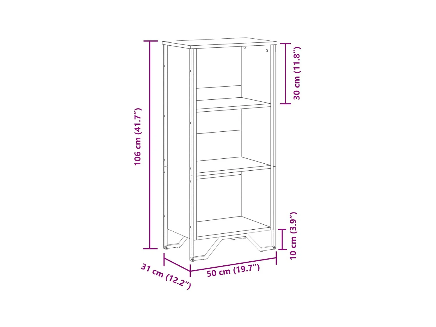 Bücherregal Schwarz 50x31x106 cm Holzwerkstoff