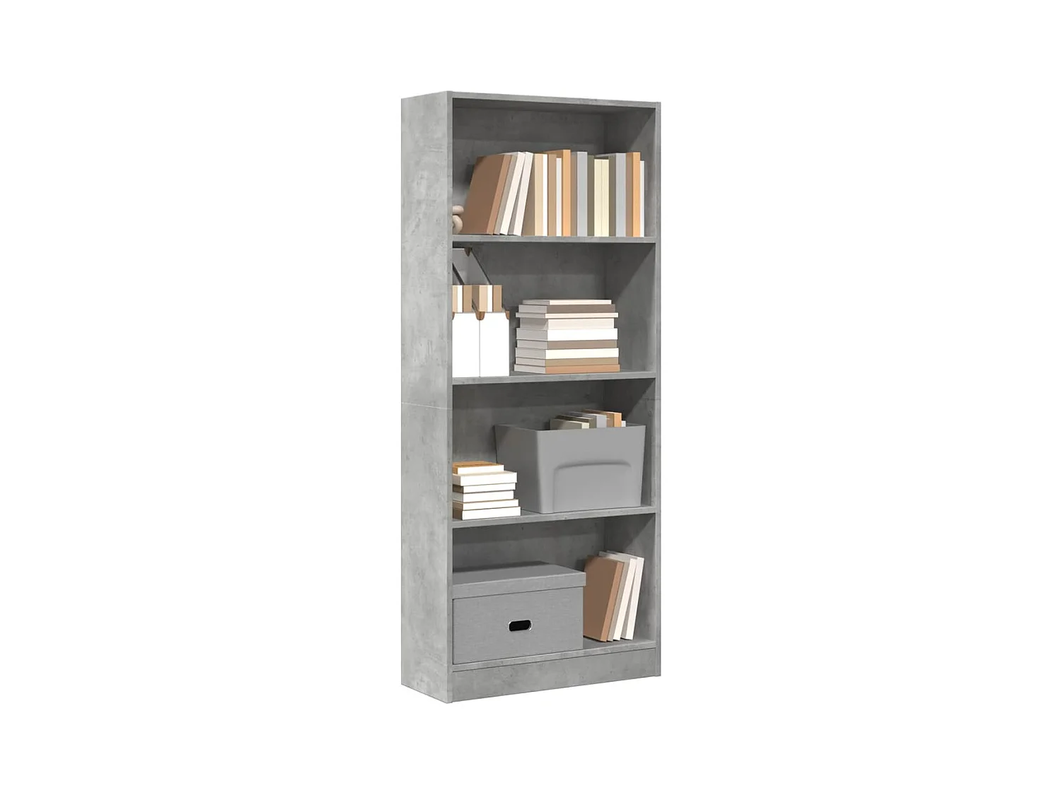 Libreria Grigio Cemento 60x24x143 cm in Legno Multistrato
