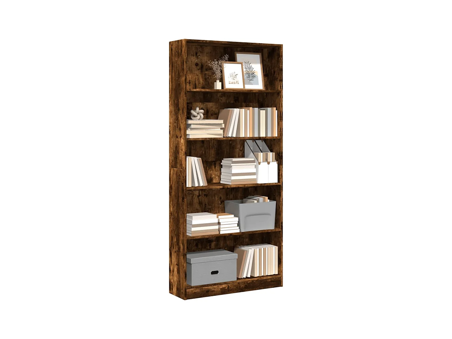 Libreria Rovere Fumo 80x24x176 cm in Legno Multistrato