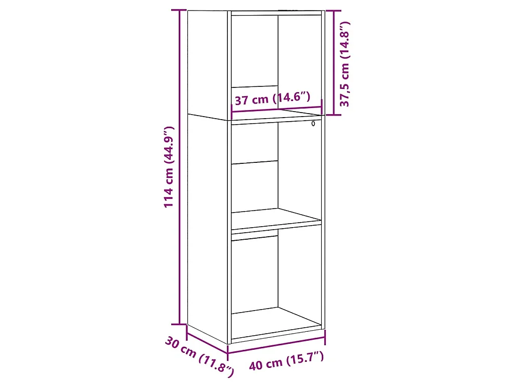 Bibliothèque gris béton 40x30x114 cm bois d'ingénierie