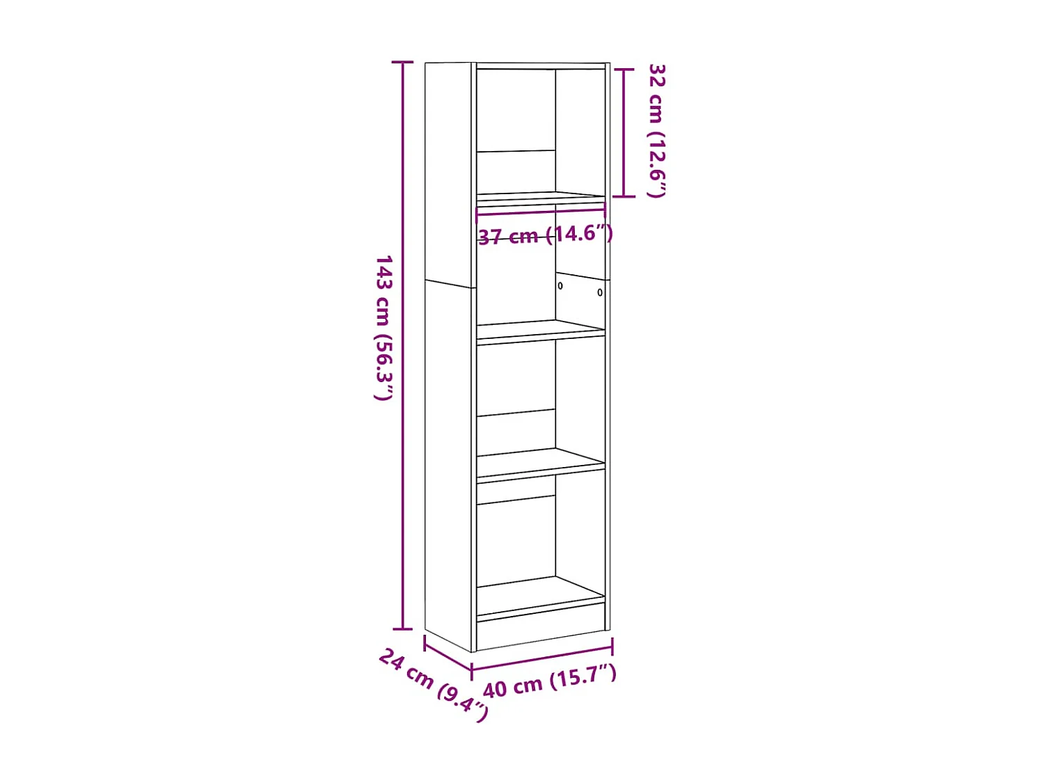 Bücherregal Grau Sonoma 40x24x143 cm Holzwerkstoff