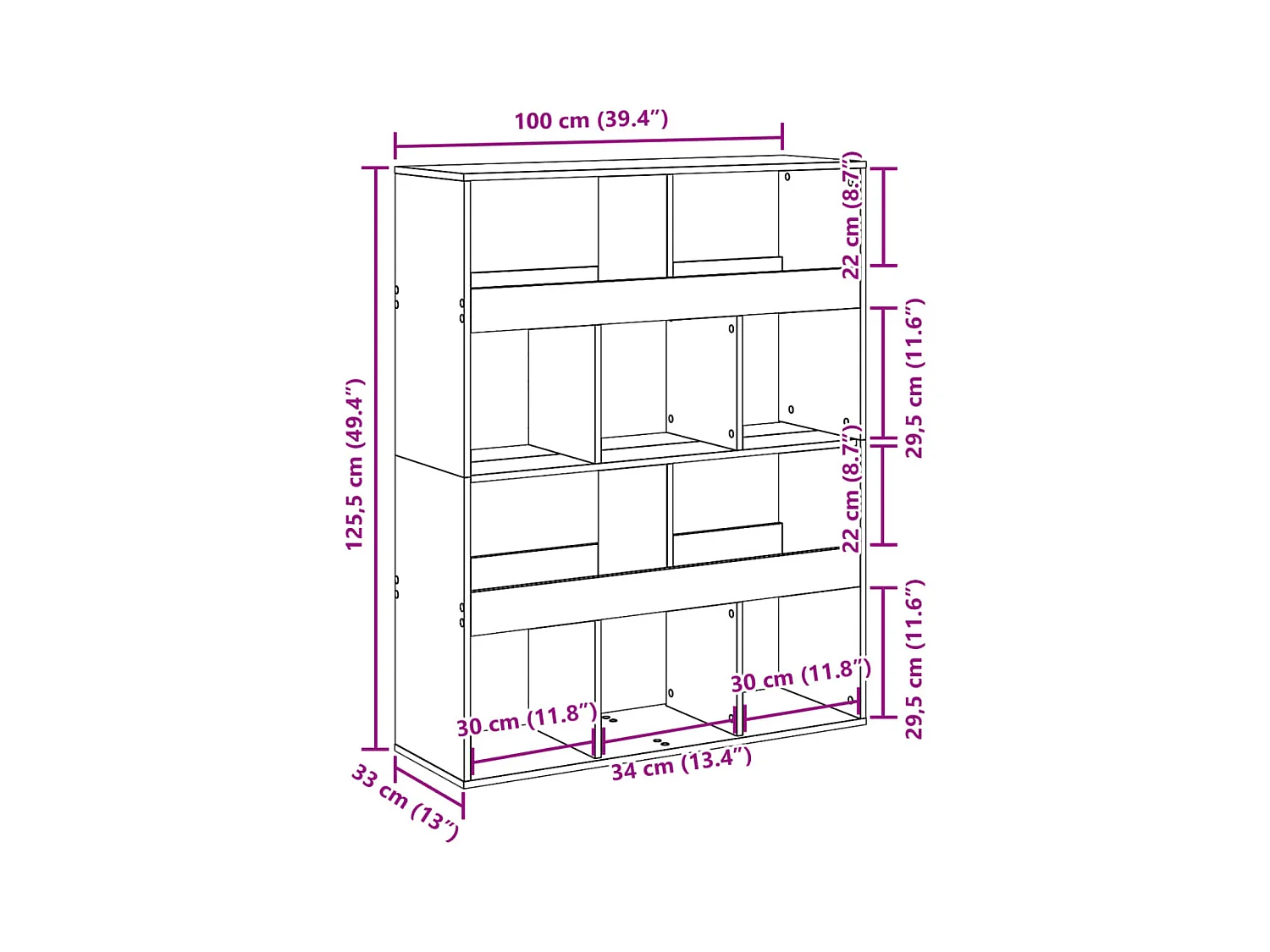 Bücherregal Weiß 100x33x125,5 cm Holzwerkstoff