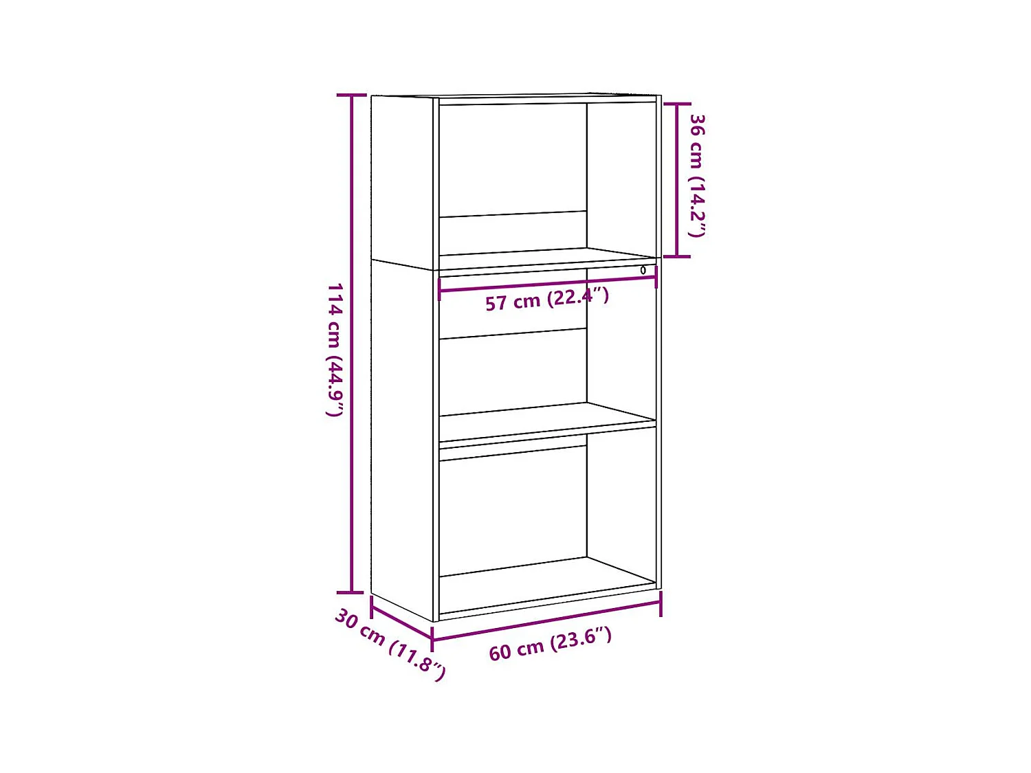 Bücherregal Betongrau 60x30x114 cm Holzwerkstoff