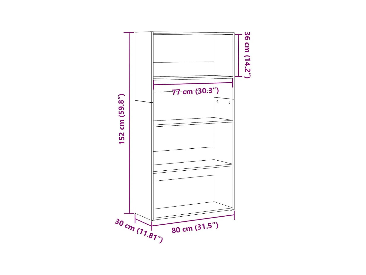 Bücherregal Betongrau 80x30x152 cm Holzwerkstoff