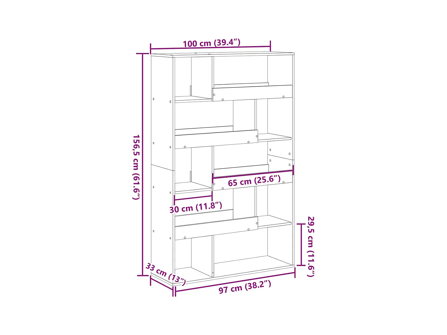 Bibliothèque blanc 100x33x156,5 cm bois d'ingénierie