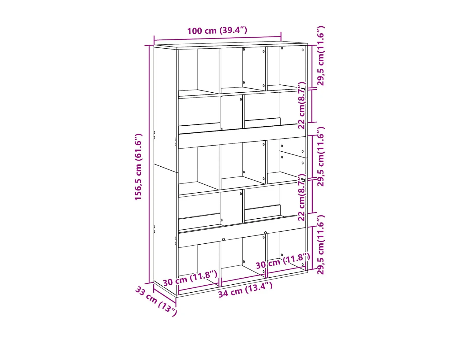 Libreria Grigio Sonoma 100x33x156,5 cm in Truciolato