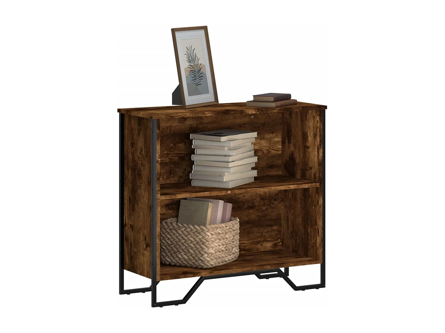 Boekenkast 80x31x74,5 cm bewerkt hout gerookt eikenkleurig