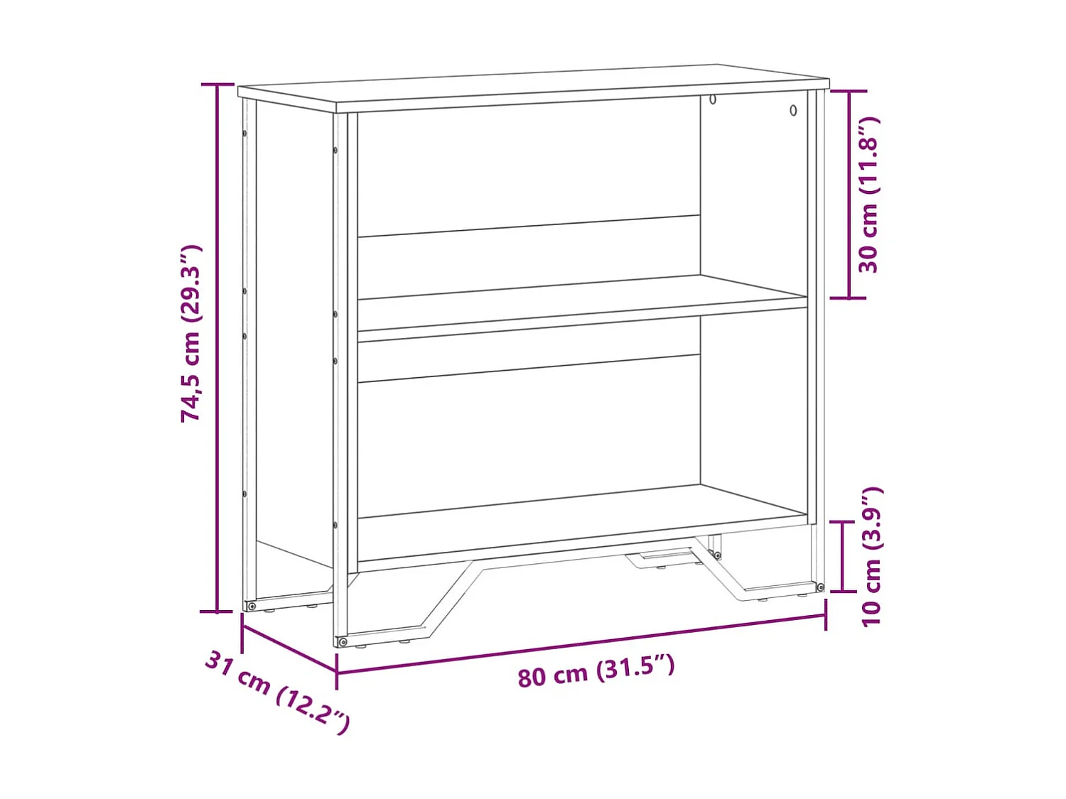 Boekenkast 80x31x74,5 cm bewerkt hout gerookt eikenkleurig