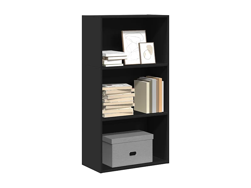 Bibliothèque noir 60x30x114 cm bois d'ingénierie