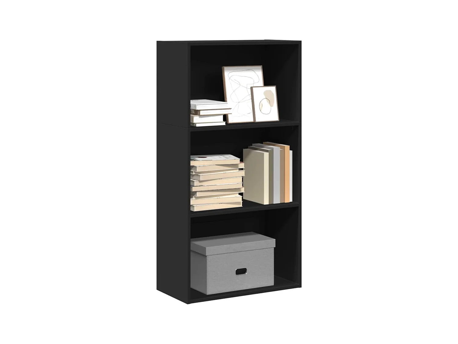 Bibliothèque noir 60x30x114 cm bois d'ingénierie