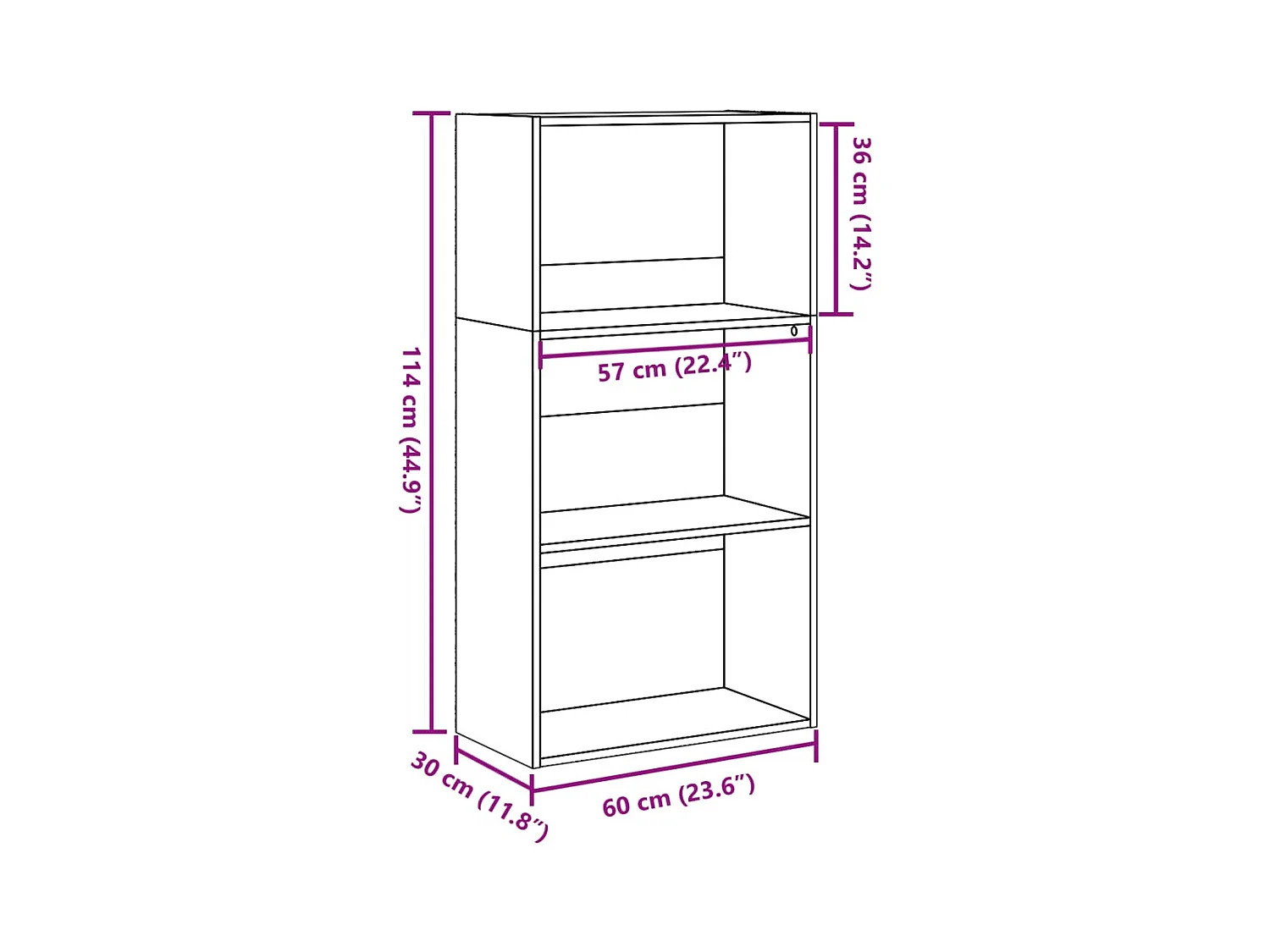 Bibliothèque noir 60x30x114 cm bois d'ingénierie