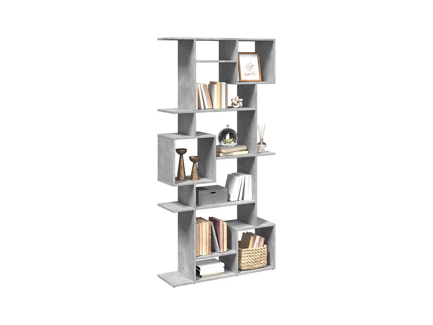 Bibliothèque gris béton 92x29x188 cm bois d'ingénierie