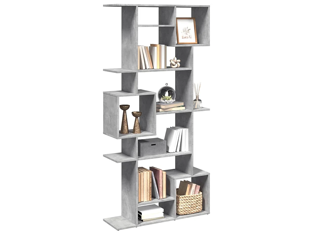 Bibliothèque gris béton 92x29x188 cm bois d'ingénierie
