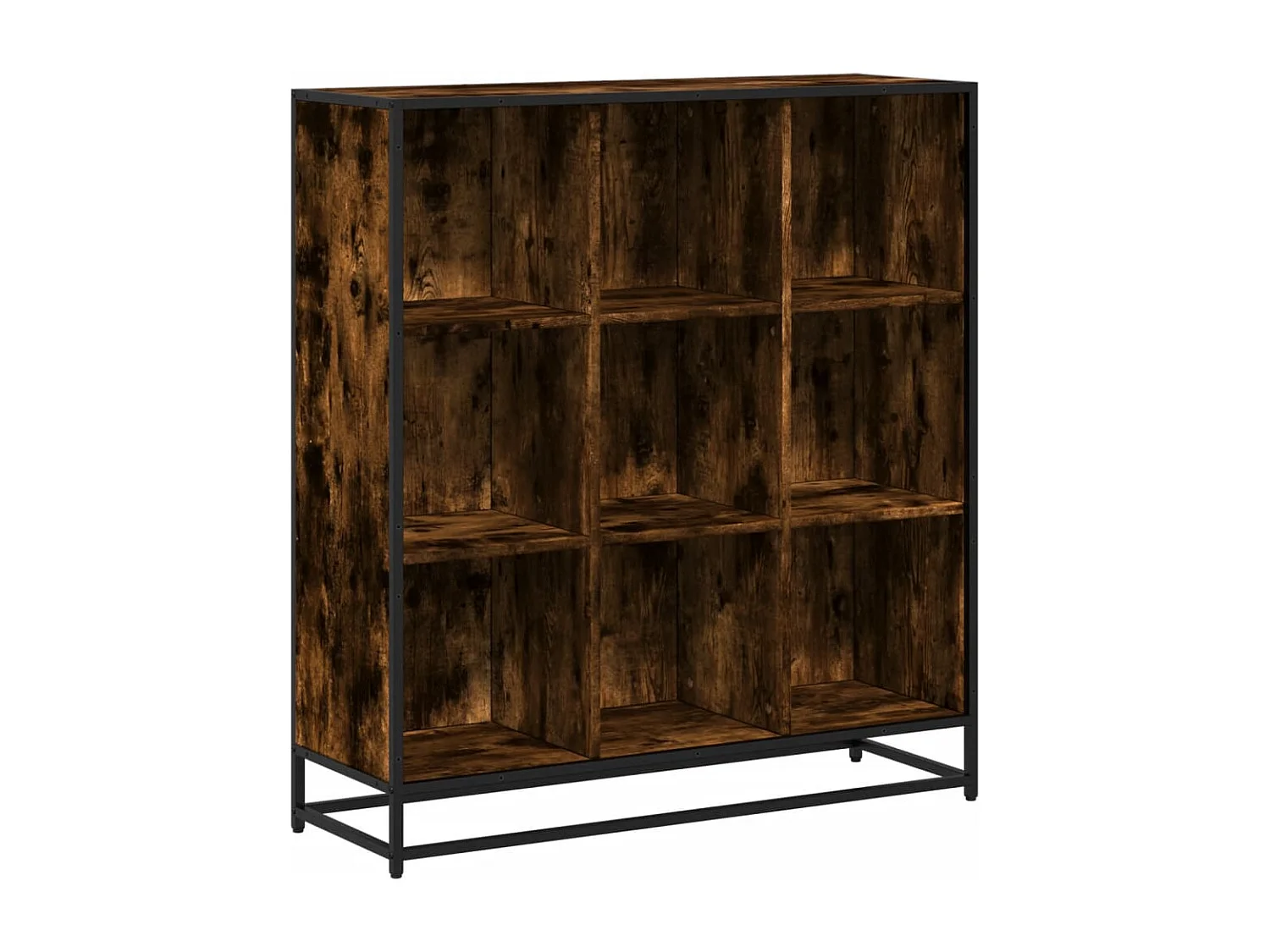 Bibliothèque chêne fumé 97,5x33x107,5cm bois d'ingénierie métal