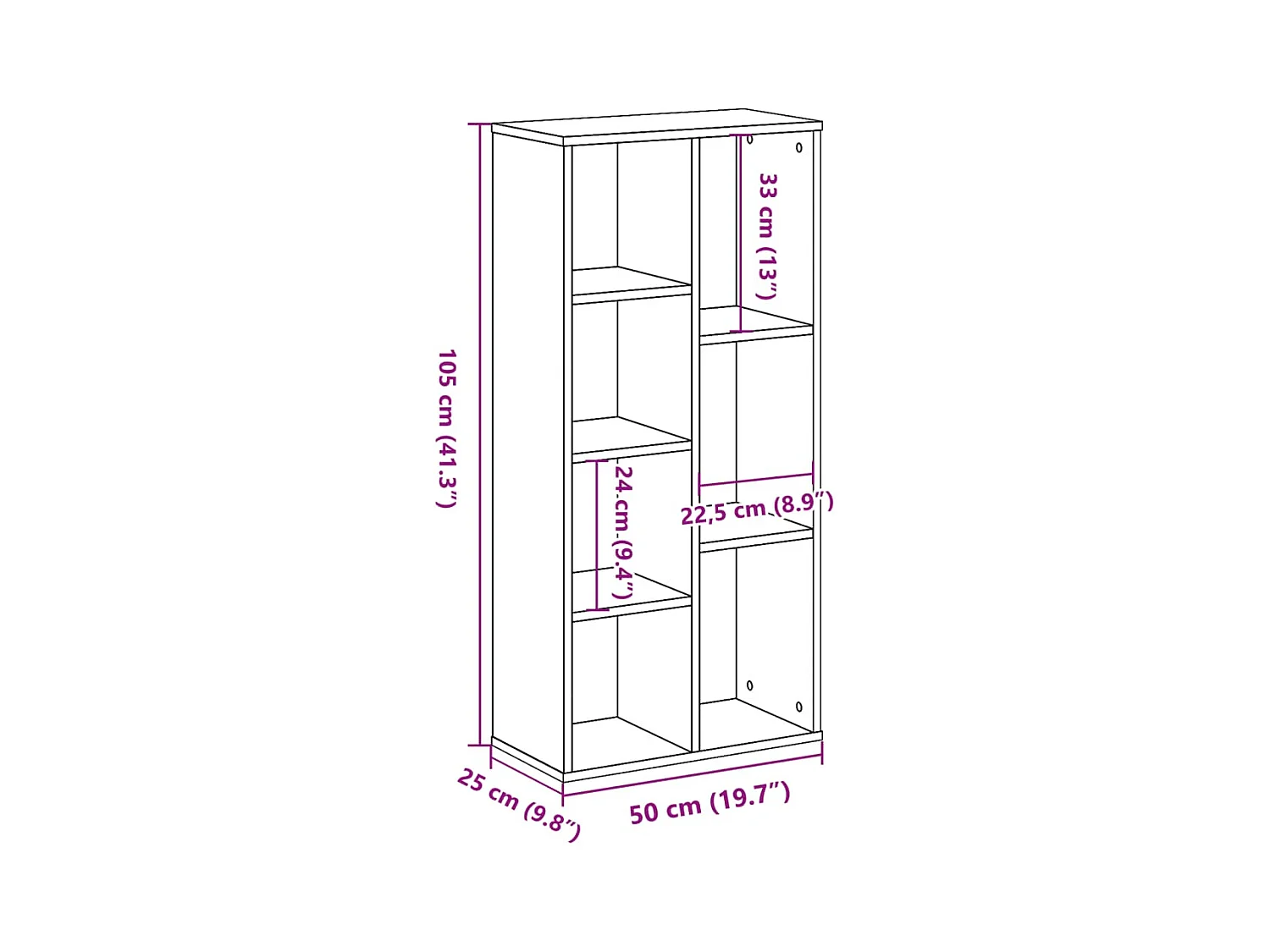 Boekenkast 50x25x105 cm bewerkt hout grijs sonoma eikenkleurig