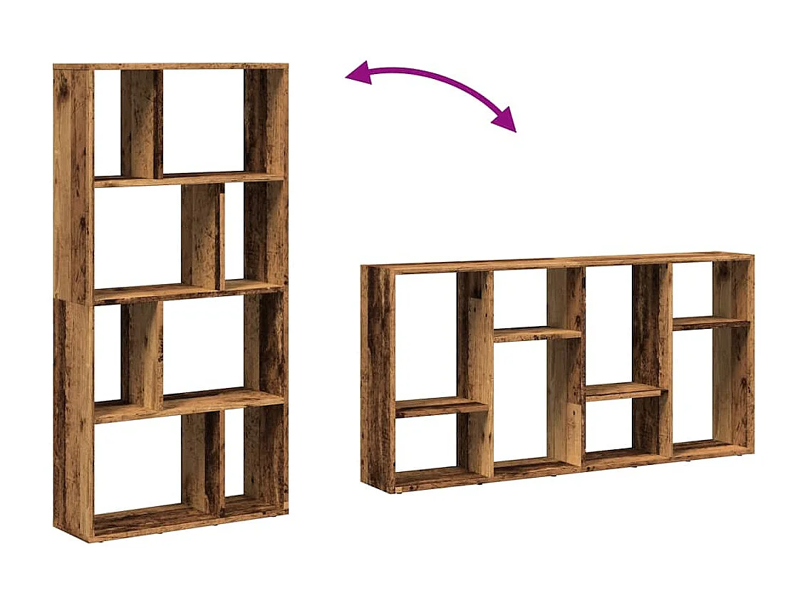 Nowoczesny regał z drewna inżynieryjnego w kolorze starego drewna 60x20x120 cm, 8 przegródek, modułowy i trwały