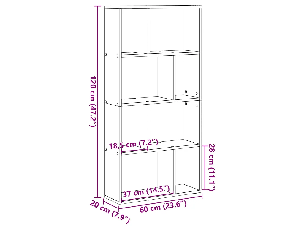 Libreria Legno Antico 60x20x120,5 cm in Truciolato
