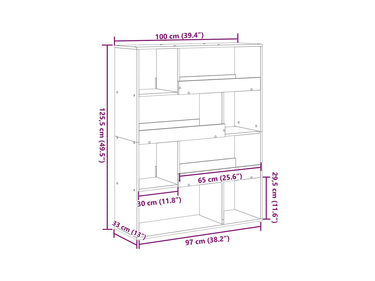 Bücherregal Weiß 100x33x125,5 cm Holzwerkstoff